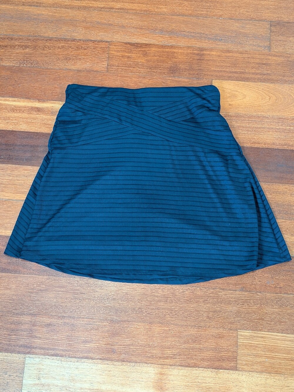 ECI New York Black Blue Striped Circle Skater Skirt